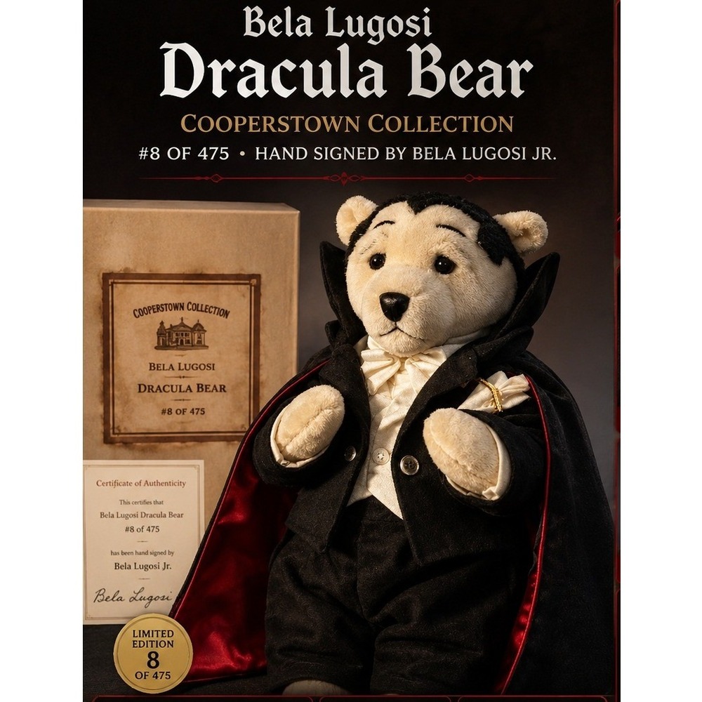 Bela Lugosi Dracula Bear Cooperstown #8/475 Hand Signed Bela Lugosi Jr COA Rare